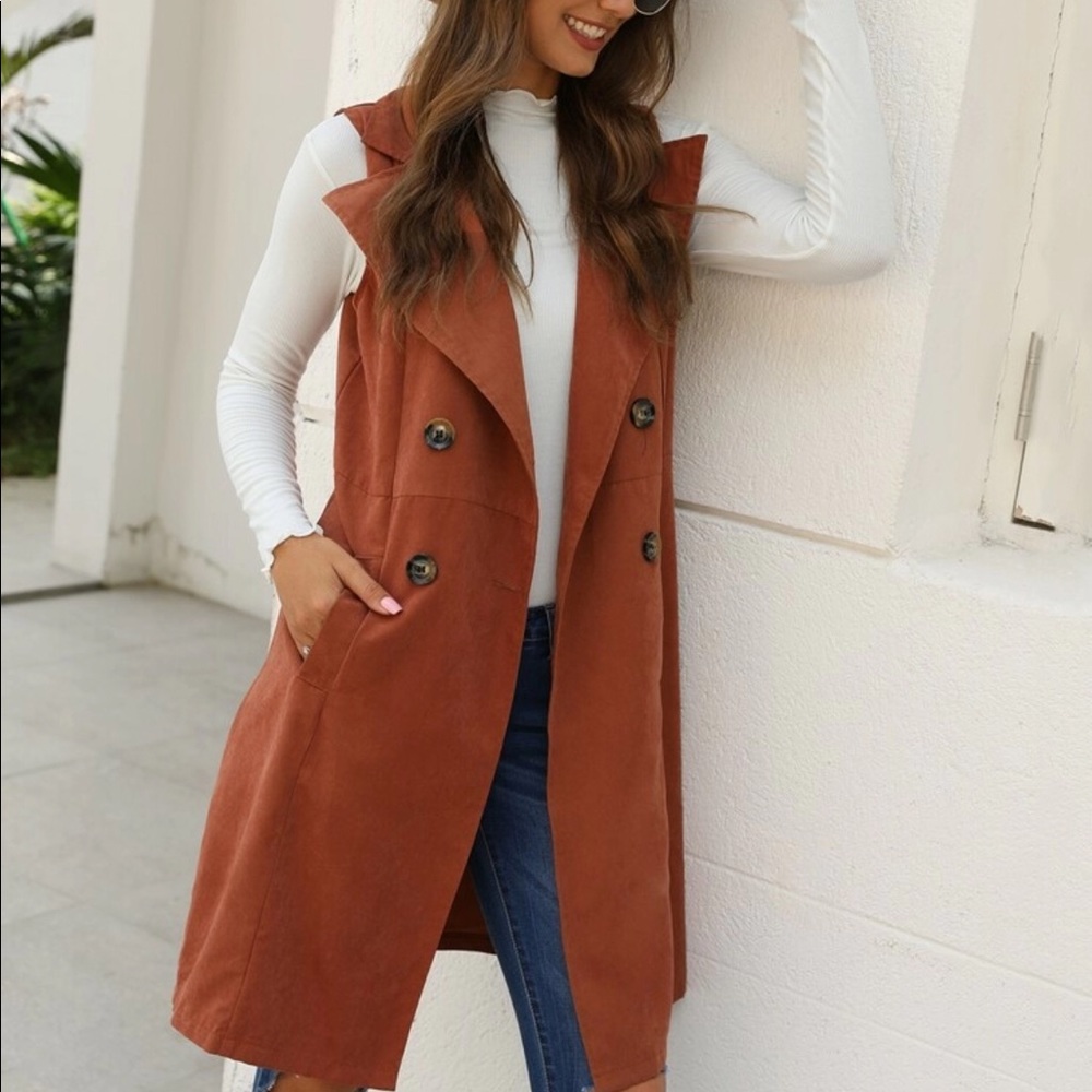 Women's Rust Trench Coat - Picture 5 of 5